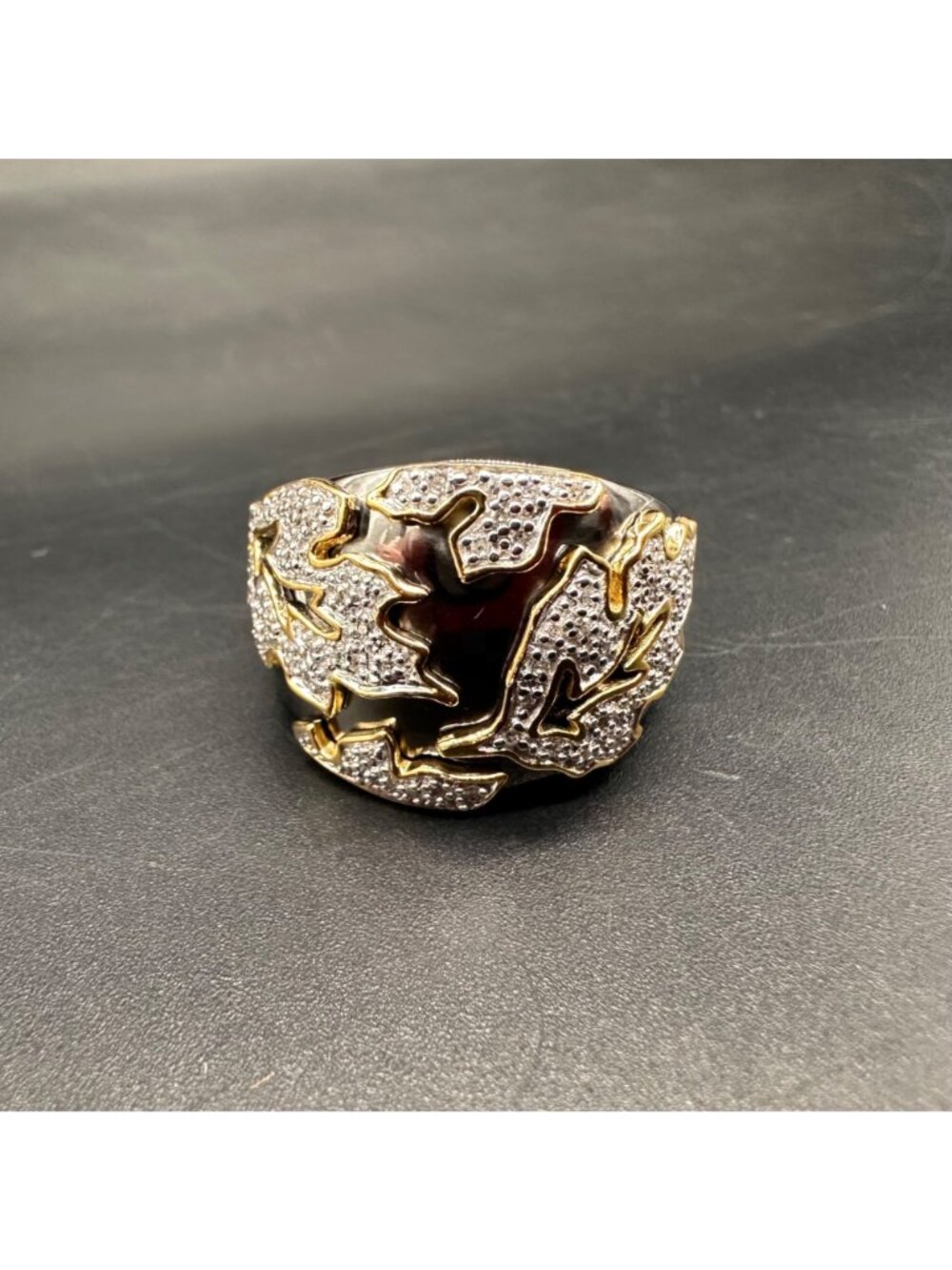 Leaf Botanical Ring Size 8 Sterling Silver Rhodium 18K Gold Vermeil Statement - Picture 6 of 11